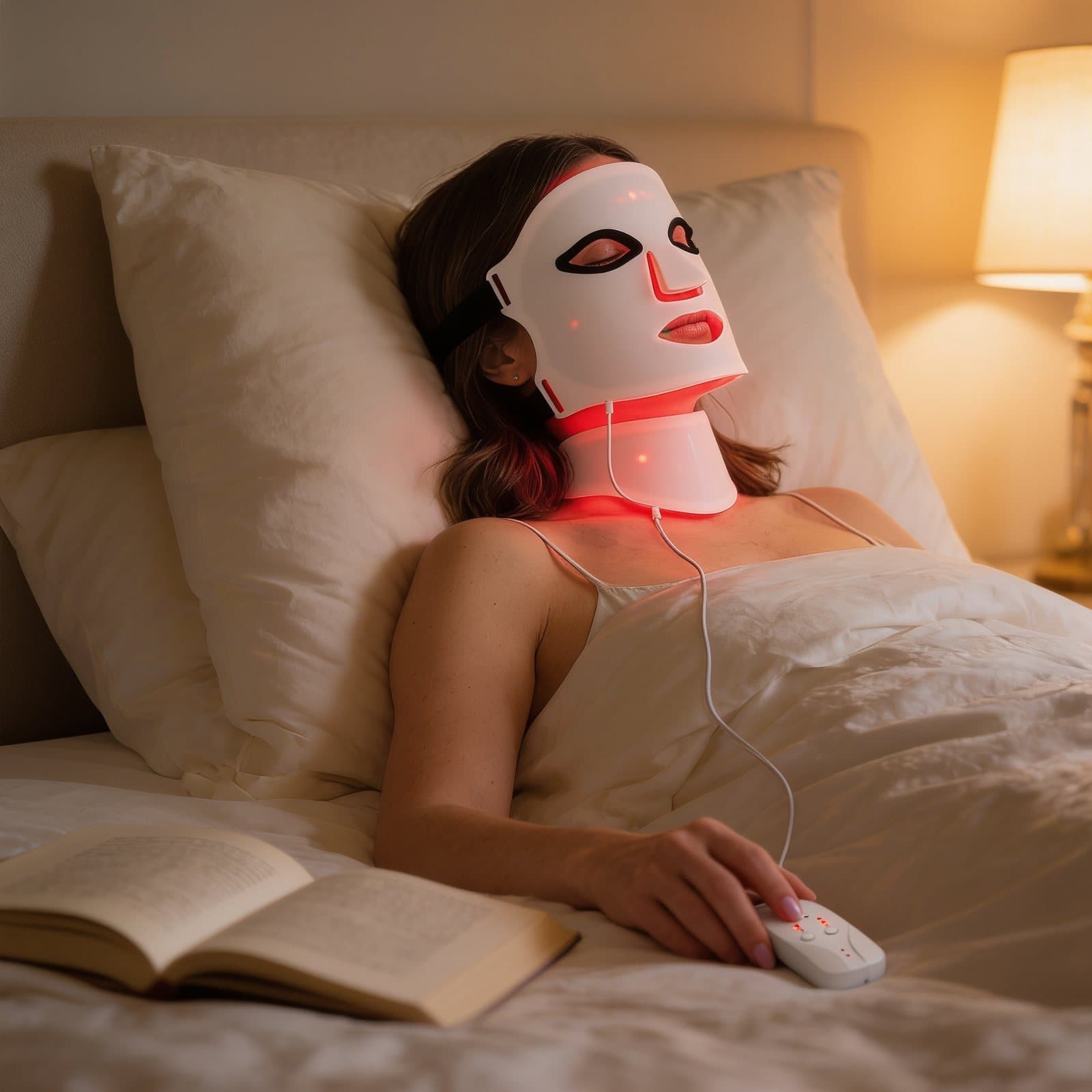Une séance LED à la maison, le soir, avec le masque Lumisse